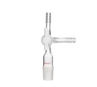 Adaptateur Gaz 3 Voies Borosilicaté Joint Rodé Cannelé-24# Robinet PTFE | Adaptateur Borosilicaté 3 Voies Tube Joint Rodé Rinçage Gaz Inerte Technicien