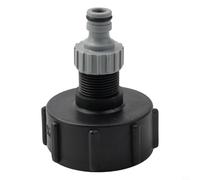 Adaptateur IBC de 1,9 cm avec robinet de sortie pour la récolte de l'eau de pluie, filetage S60 x 6 pour réservoir de conteneur de 1000 L, polypropylène noir et raccord en laiton pour utilisation de