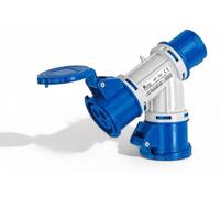 Adaptateur industriel multiplicateur mobile à 2 sorties avec fiche 16 A, IP44, réf. 1602