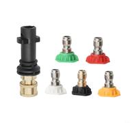 Adaptateur Laveur Haute Pression 3000 PSI 5 Buses | Laiton et nylon, 3000 PSI max, connexion rapide, 5 angles de spray, nettoyage véhicules et surfaces