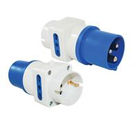 Adaptateur mâle CEE17/ Femelle Schuko/italienne 16A - pour camping-cars.