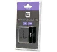 Adaptateur multi pays 2USB 2A noir G