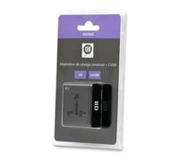 Adaptateur - Multi pays - 2USB 2A - Noir - Universel - Intérieur - Femelle