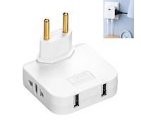 Adaptateur Multiprise Plat, Multiprise Plate 2 Ports USB, Prise Plate Derrière Meuble 4 en 1, 2 Prises 220V + 2 USB, Adaptateur Européen et Américain Tête Pivotante 180°, pour TV Lit Canapé Meubles