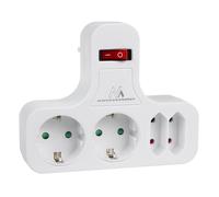 Maclean Multiprise MCE224 – 4 prises type Schuko, interrupteur, patte stabilisatrice, 2x2.5A/2x16A