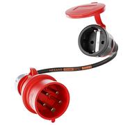 Adaptateur NWP 16A 400V prise courant fort sur 230V prise femelle Schuko - IP44 - 3x2,5mm² câble flexible en caoutchouc