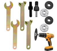 Adaptateur perceuse en meuleuse d'angle Adaptateur portatif de conversion | Kit de 10 pièces arbre, mandrin et tige pour meuleuse pour visseuse sans fil, disque éponge, ébavurage, coupe,