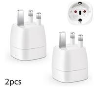 Adaptateur Prise Anglaise, Adaptateur de Voyage France vers UK, Angleterre, Ecosse, Dubaï, Malte, Adaptateur Type G, 2pcs, Blanc