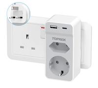 Adaptateur Prise Anglaise, Adaptateur de Voyage Prise Anglaise UK Angleterre France avec 2 USB, Multifonction 4 en 1 Prise, pour Irlande,Singapour