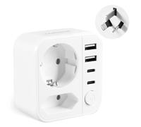Adaptateur Prise Australie, Adaptateur France vers Australie avec 3 USB-A et 1 USB-C, Adaptateur Voyage pour Nouvelle-Zélande, Argentine, Chine, Fidji, Timor Leste, Adaptateu Type I