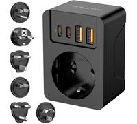 Adaptateur Prise France Vers Usa/Uk/Jap/Aus/Afrique Du Sud/Eu, Adaptateur Voyage Universel International Avec 2 Usb Et 2 Type C