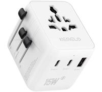 Adaptateur Prise Universelle, avec 1 USB et 2 Type C Adaptateur Universel de Voyage dans Le Monde Entier avec et 1 Prise USA/JP, pour UK EU Le l'Australie France Applicable à Plus de 200 Pays