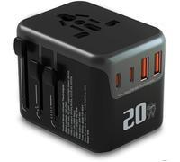 Adaptateur Prise Universelle Voyage International - 2 USB C et 2 USB A et 1 Prise Secteur Universel - pour EU US UK AU Japon
