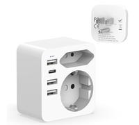 Adaptateur Prise USA,Hoppac 6-en-1 Adaptateur Voyage avec 3 Ports USB A et 1 Port USB C,Adaptateur Prise Americaine,Type B