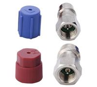 Adaptateur R12 R134A - Port De Raccord AC Côté Haut Bas, Conversion De | Valve À Coupleur Rapide, Coude À 90 Degrés, Filetage Femelle 1/4 SAE R134A Mâle | Conversion De Rénovations Avec 2 Capu