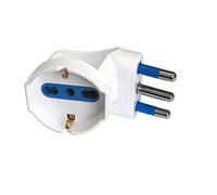 Adaptateur réducteur d'angle fiche 16A prise trivalente 10 16A + Schuko peu encombrant, blanc