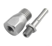 Adaptateur SDS Plus pour arbre / pour marteau électrique / tige de connexion en alliage pour forets diamantés jusqu'à 63 mm / outil convertisseur de foret à tige ronde ou carrée - Gris (poignée ronde)