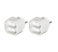 Adaptateur secteur 2 compartiments, 2 prises Euro, dble pack, blc