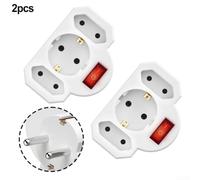 Adaptateur Secteur 3 Prises Interrupteur 2-Pack Adaptateur Secteur | Sorties multiples, sécurité renforcée, design épuré, pour idéal salon pour chambre, pour facile installation