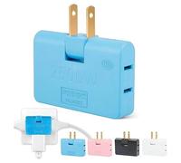 Adaptateur secteur pivotant à 3 prises, plat et pliable à 180, 2 broches, compatible avec la maison et les voyages.