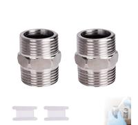 Adaptateur Tuyau de Douche en Acier Inoxydable 3/4 Pouce, Lot de 2 | Raccord Hexagonal, Flexible Ultra-Long, Jonction Deux Tuyaux, Résistant à la Rouille, Usage Universel