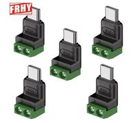 Adaptateur TypeC à 2 broches, terminal vert à connexion rapide sans soudure, pour câbles/banques d'alimentation/DIY, usage universel à domicile/en voyage, 5 pièces TYPE C-A