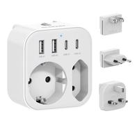 Adaptateur Universel, Adaptateur de Prise avec USB C, Adaptateur de Prise International, Alimentation pour Le Japon, Europe