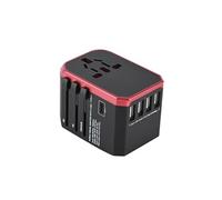 Adaptateur universel de voyage 4 prises USB Convertisseur de prises de type C pour US AU UK EU Rouge