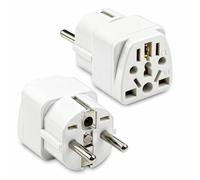 Adaptateur Voyage Universel Lot de 2 Prise USA UK Australie Japon Europe | Types A B G I vers Europe, 2500W 250V 13A, coque ABS contacts cuivre ignifuge, compact léger, lot de 2 duo rechange