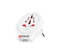 Adaptateur voyage USB A Monde vers Europe 2/3 poles Blanc Skross
