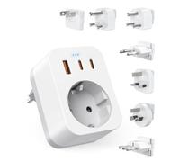 Adaptateurs de Voyage Kit Mondial, Adaptateur de Prise International avec USB C (PD 20W), 8 Prises de Voyage Amovibles Travel Adapter pour l'Afrique du Sud/JAP/AUS/USA/IT/Swiss/EU/UK