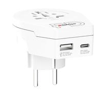 Adapteur de voyage universel Skross World to Europe avec chargeur USB-A et C Blanc