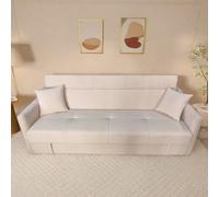 Adare canapé convertible avec coffre en velours cotelé beige 3 places