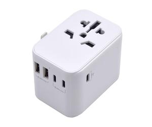 ADATTATORE DA VIAGGIO UNIVERSALE EWENT+2USB E 3USB-C