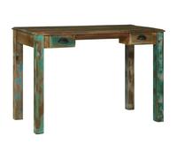 Adaxibro Bureau en bois massif recyclé marron 112 x 55 x 76 cm avec espace de rangement, 2 tiroirs, ergonomique pour bureau, bureau à domicile, bureau, idéal comme bureau d'ordinateur et secrétaire
