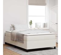 Adaxibro Cadre de lit à plateforme crème 120 x 190 cm en velours côtelé avec sommier à lattes robuste et cadre en bois de pin, lit double stable pour chambre à coucher, lit rembourré moderne sans