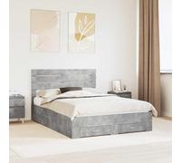 Adaxibro Cadre de lit avec tiroirs - Gris béton - 150 x 200 cm - En bois - Avec tête de lit et coffre de lit - Pour chambre à coucher et chambre d'enfant - Design moderne