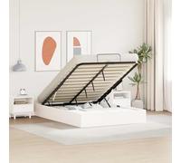 Adaxibro Cadre de lit ottoman avec espace de rangement, blanc, 135 x 190 cm, cadre en pin massif, mécanisme de levage à gaz, coffre de lit intégré, design moderne pour chambre à coucher et chambre