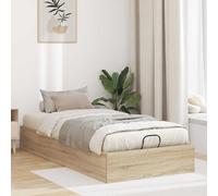 Adaxibro Cadre de lit ottoman en chêne Sonoma - 75,5 x 190 cm - En bois avec vérin à gaz - Peu encombrant - Lit moderne pour chambre d'adolescent, chambre d'amis, lit senior