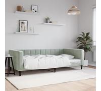 Adaxibro Lit de jour en velours gris clair 100 x 200 cm avec cadre solide en métal et bois, sommier à lattes rembourré, peu encombrant, pour le confort des invités et la chambre à coucher