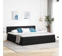 Adaxibro Lit de rangement avec matelas noir 200 x 200 cm en velours, lit capitonné avec espace de rangement, lit double avec ascenseur hydraulique, surmatelas et sommier à lattes inclus