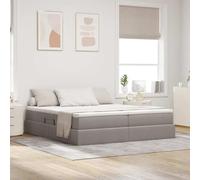 Adaxibro Lit de rangement avec matelas Taupe 200 x 200 cm Cadre en métal Polyester Espace de rangement Lit double avec ascenseur hydraulique Lit capitonné moderne pour chambre à coucher Sommier à