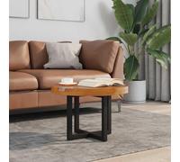 Adaxibro Table basse en teck résine 60 cm ronde faite à la main avec structure en bois de manguier laqué noir table d'appoint rustique pour salon, bureau, salon peu encombrant