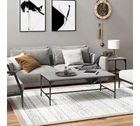 Adaxibro Table basse gris Sonoma en bois avec cadre en acier 80 x 50 x 35 cm, table d'appoint stable pour salon et bureau, peu encombrante, industrielle, avec pieds réglables, étagère et étagère