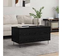 Adaxibro Table basse noire aspect chêne 90 x 44,5 x 45 cm en bois avec couvercle à charnière, espace de rangement, pieds en métal, design industriel, pour salon, bureau, salon, canapé, étagère