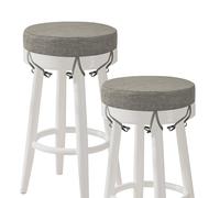 AddGrace Ensemble de 2 coussins ronds pour tabouret de bar avec cordons - Coussins de chaise antidérapants de 30x30 cm - Coussins de siège lavables amovibles - Housse lavable de couleur gris clair