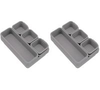 Addis 8pcs Organisateur de tiroir emboîtable en plastique pour cuisine, bureau, maquillage, vêtements, bijoux, salle de bain, gris (Lot de 2)