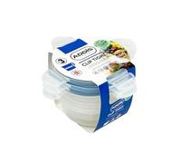 Addis Lot de 3 boîtes hermétiques rondes de 300 ml sans BPA avec couvercle à fermeture facile, transparent