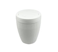 Addis Poubelle ronde en toile de jute synthétique avec couvercle basculant pour salle de bain, chambre à coucher, bureau, 5 litres, blanc