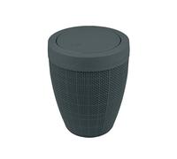 Addis Poubelle ronde en toile de jute synthétique avec couvercle basculant - Pour salle de bain, chambre à coucher, bureau - Capacité de 5 litres - Gris foncé